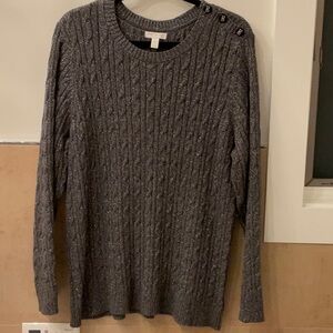 Cable knit crew neck sweater